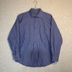 JOSEPH ABBOUD Men's NON IRON Indigo‎ Blue L/S COTTON DRESS SHIRT - 16.5 32/33